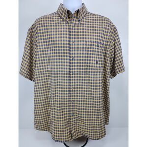 WRANGLER‎ 20X MENS XL SHORT SLEEVE PLAID POCKET SHIRT BLUE YELLOW PLAID